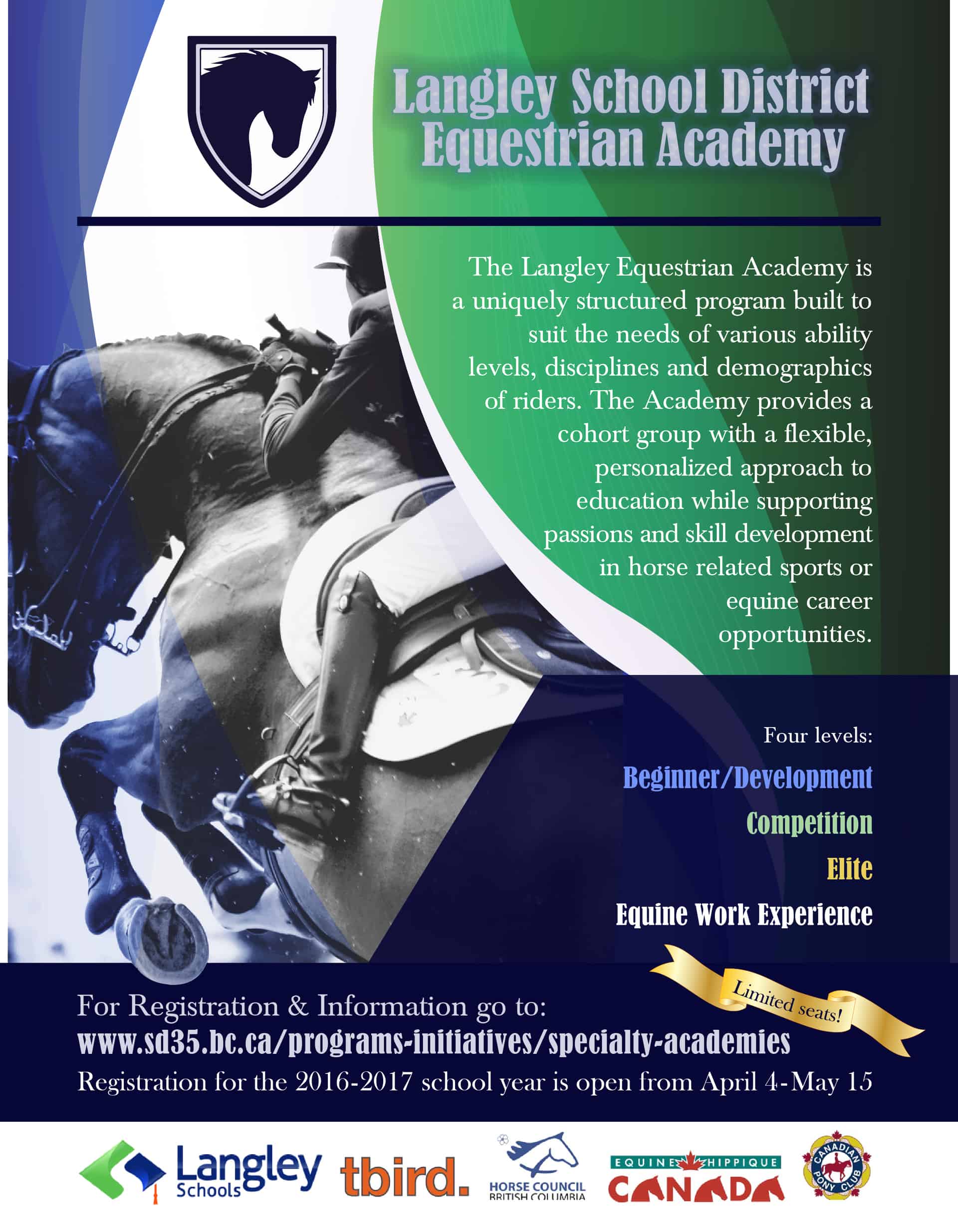 equestrian academy open house information night horse council bc equestrian flyer